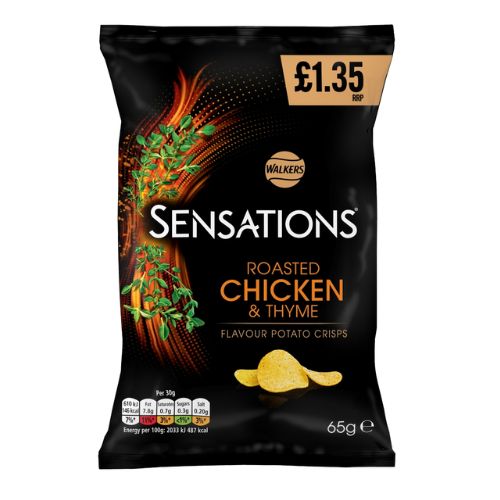 WALKERS SENSATIONS CHICKEN & THYME SHARING CRISPS PMP £1.35 65G