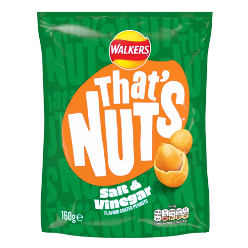 THAT’S NUTS WALKERS SALT & VINEGAR SHARING COATED PEANUTS 160G