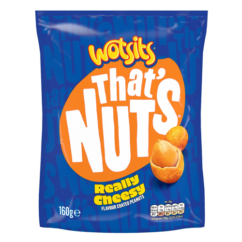 THAT’S NUTS WOTSITS REALLY CHEESY SHARING COATED PEANUTS 160G