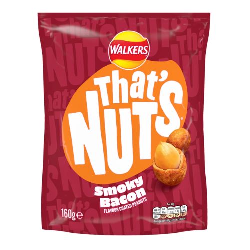 THAT’S NUTS WALKERS SMOKY BACON SHARING COATED PEANUTS 160G