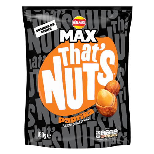THAT’S NUTS WALKERS MAX PAPRIKA SHARING COATED PEANUTS 160G