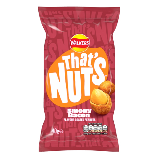 THAT’S NUTS WALKERS SMOKY BACON COATED PEANUTS GRAB BAG 40G