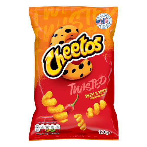 CHEETOS TWISTED SWEET & SPICY SHARING CRISPS 120G