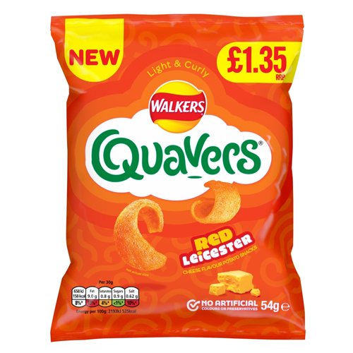 QUAVERS RED LEICESTER CHEESE SHARING CRISPS PMP £1.35 54G