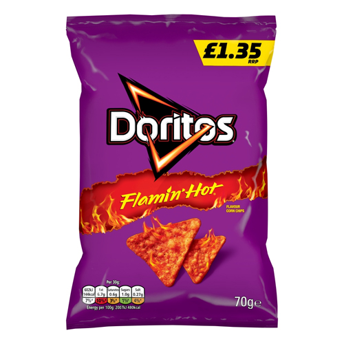 DORITOS EXTRA FLAMIN'HOT BAG PMP £1.35 15X 70G