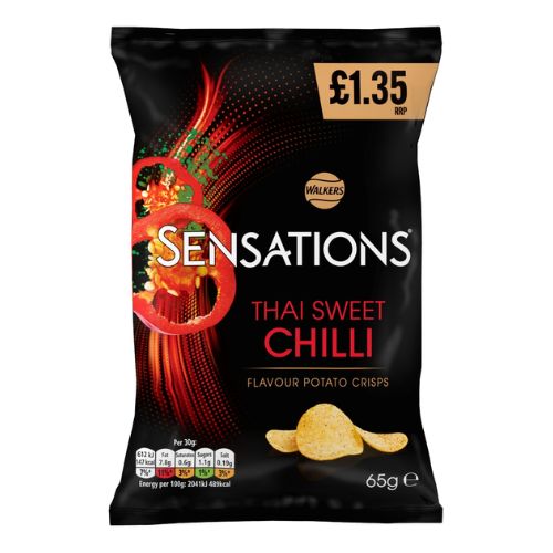 WALKERS SENSATIONS THAI SWEET CHILI PMP £1.35 65G