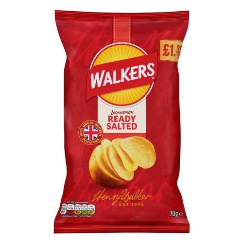 WALKERS READY SALTED CRISPS PMP £1.35 18X 70G