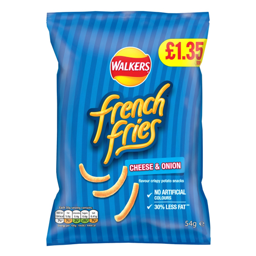 WALKERS FRENCH FRIES CHEESE & ONION SNACKS PMP £1.35 18X 54G