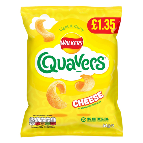 WALKERS QUAVERS CHEESE PMP £1.35 18X 54G