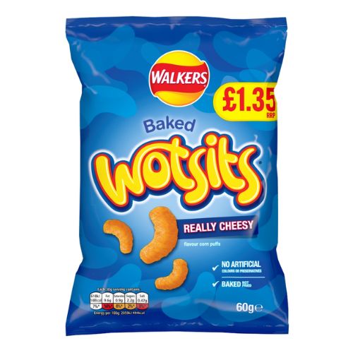 WALKERS WOTSITS CHEESE CRISPS PMP £1.35 18X 60G