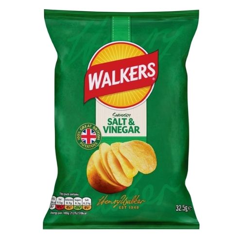 WALKERS CRISPS SALT & VINEGAR, 32.5G