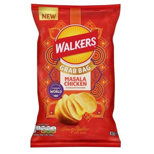 WALKERS CRISPS MASALA CHICKEN GRAB BAG 45G