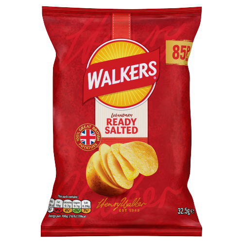 WALKERS SNACKS READY SALTED CRISPS PMP 85P 32.5G