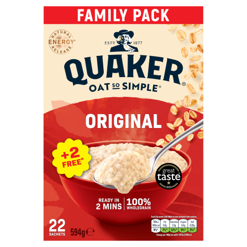 QUAKER OAT SO SIMPLE ORIGINAL BIG PACK PORRIDGE SACHETS 22X 27G