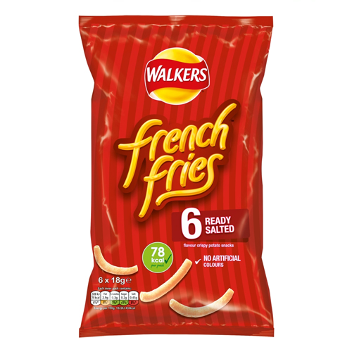 WALKERS FRENCH FRIES READY SALTED SNACKS CRISPS 6PK 18G