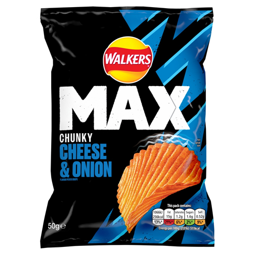 WALKERS MAX CHEESE & ONION CRISPS 50G
