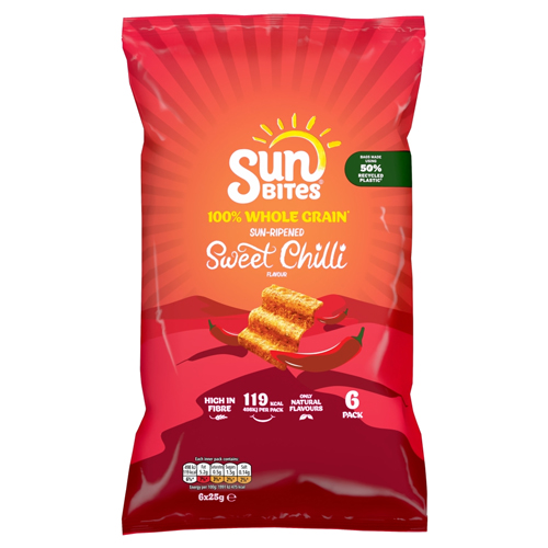 SUNBITES SUN RIPENED SWEET CHILLI SNACKS 6PK 25G