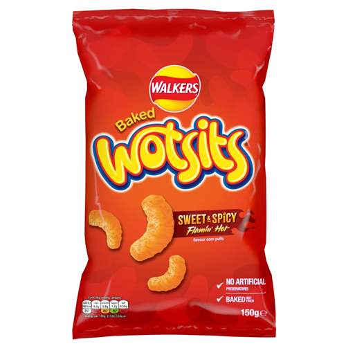 WALKERS WOTSITS FLAMIN' HOT SHARING SNACKS 150G