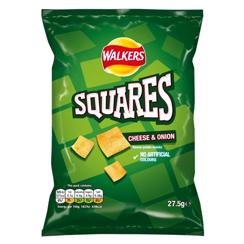 WALKERS SQUARES CHEESE & ONION SNACKS 27.5G