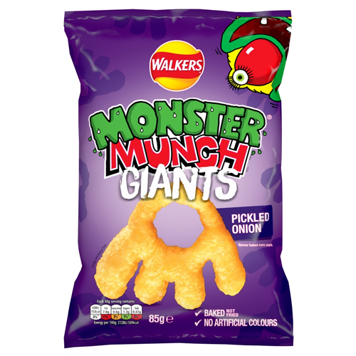 WALKERS MONSTER MUNCH PICKLED ONION SNACKS 85G