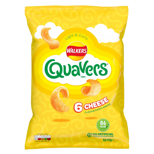 WALKERS QUAVERS CHEESE SNACKS 20X 6PK 16G