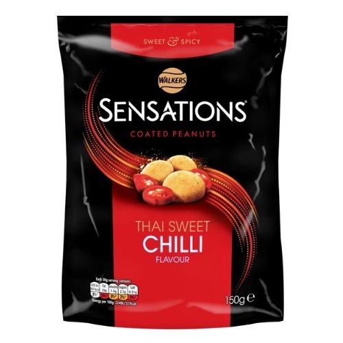WALKERS SENSATIONS THAI SWEET CHILLI COATED SHARING PEANUTS 150G