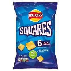 WALKERS SQUARES SALT & VINEGAR SNACKS 6PK 22G