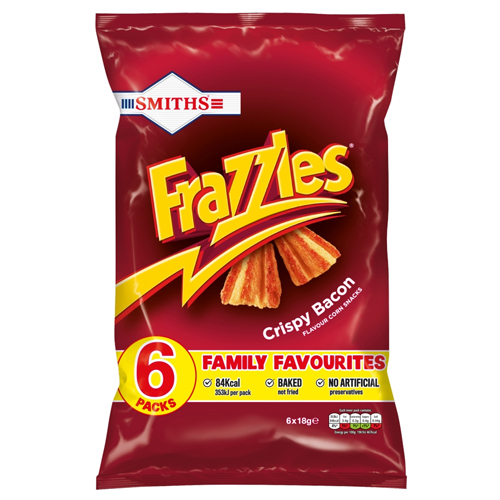 SMITH'S FRAZZLES CRISPY BACON SNACKS 6PK 18G