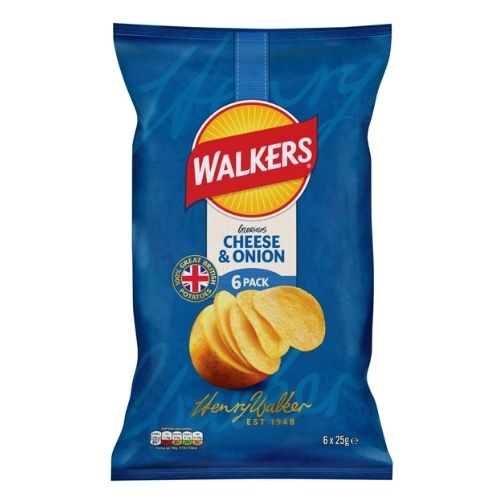 WALKERS CHEESE & ONION MULTIPACK CRISPS 6PK 25G