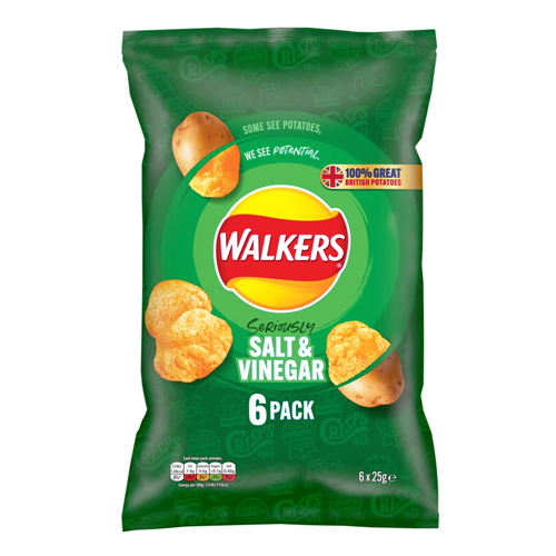 WALKERS SALT & VINEGAR CRISPS 6PK 25G