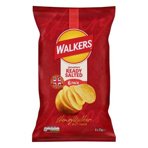 WALKERS READY SALTED CRISPS 6PK 25G