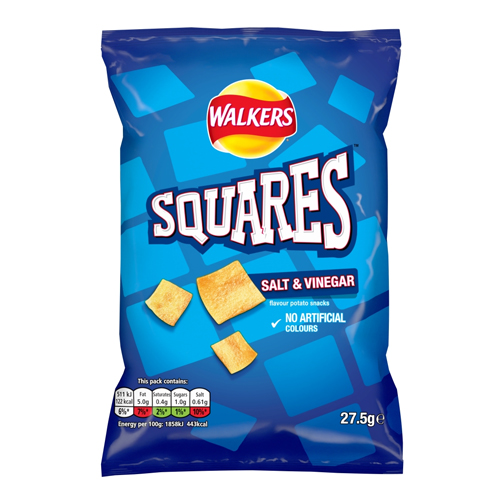 WALKERS SQUARES SALT & VINEGAR SNACKS 27.5G