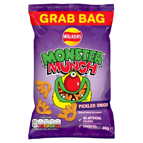 WALKERS MONSTER MUNCH PICKLED ONION CRISPS 40G