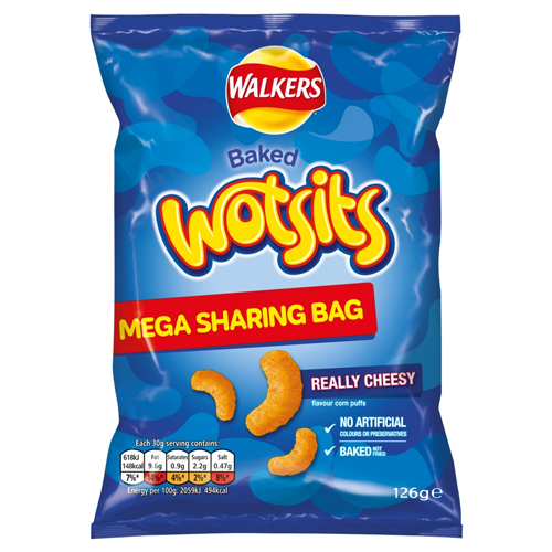WALKERS WOTSITS REALLY CHEESY SHARING SNACKS 126G