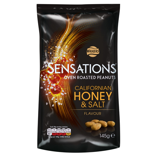 WALKERS SENSATIONS HONEY & SALT ROASTED SHARING PEANUTS 145G