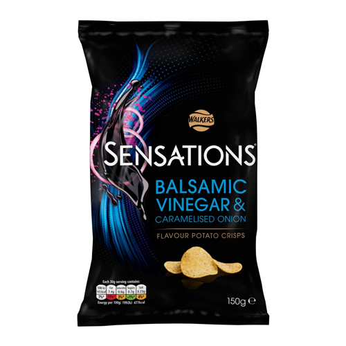WALKERS SENSATIONS BALSAMIC VINEGAR & CARAMELISED ONION SHARING CRISPS 150G