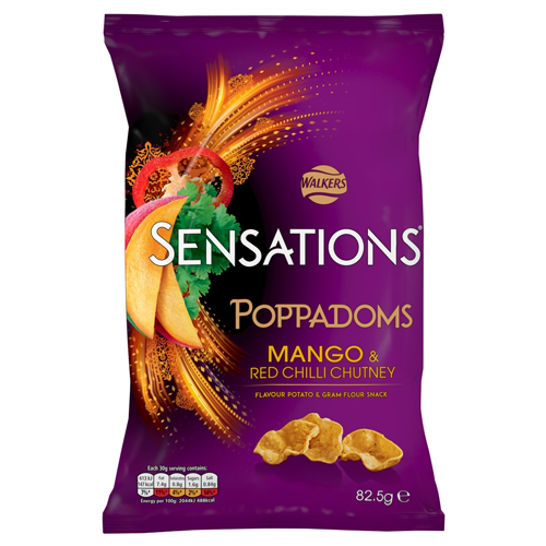 WALKERS SENSATIONS MANGO & CHILLI CHUTNEY SHARING POPPADOMS 82.5G