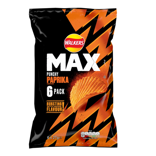 WALKERS SNACKS PUNCHY PAPRIKA 6PK 27G