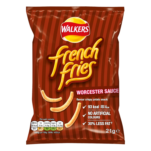 WALKERS FRENCH FRIES WORCESTER SAUCE SNACKS 21G