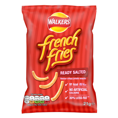 WALKERS FRENCH FRIES READY SALTED SNACKS 21G