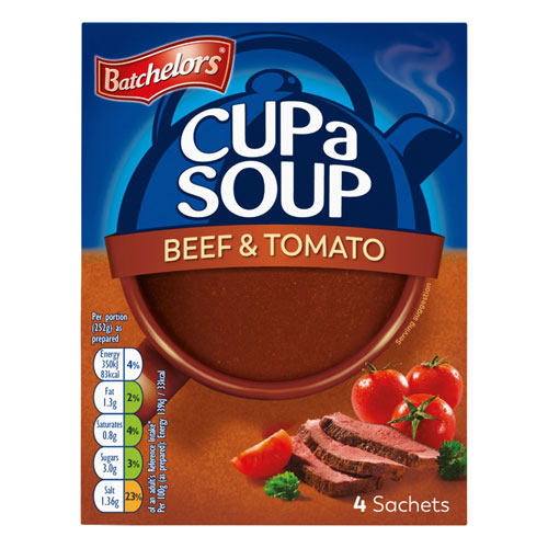 BATCHELORS CUP A SOUP BEEF & TOMATO 4 SACHETS 88G