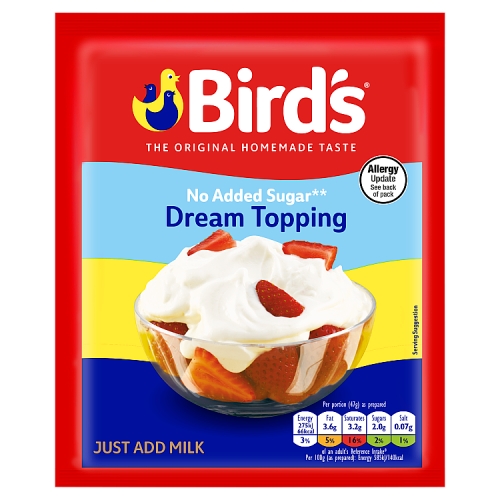 BIRD'S NO ADDED SUGAR DREAM TOPPING 33G