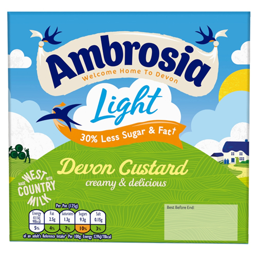 AMBROSIA LIGHT DEVON CUSTARD 4 X 125G (500G)