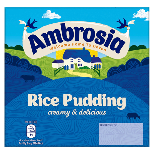 AMBROSIA RICE PUDDING POTS 4 X 125G (500G)