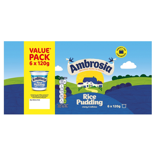 AMBROSIA READY TO EAT RICE PUDDING POTS 120G