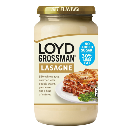 LOYD GROSSMAN 30% LESS FAT WHITE LASAGNE SAUCE 440G