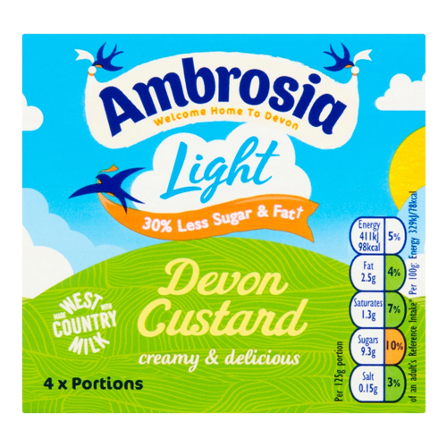 AMBROSIA LIGHT 30% RED SUG & FAT CUSTARD 500G