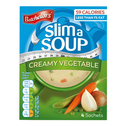 BATCHELORS SLIM CREAMY VEGETABLE 4 INSTANT SOUP SACHETS 59G