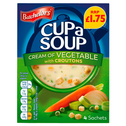 BATCHELORS CUP A SOUP CREAM OF VEGETABLE PMP £1.75 122G
