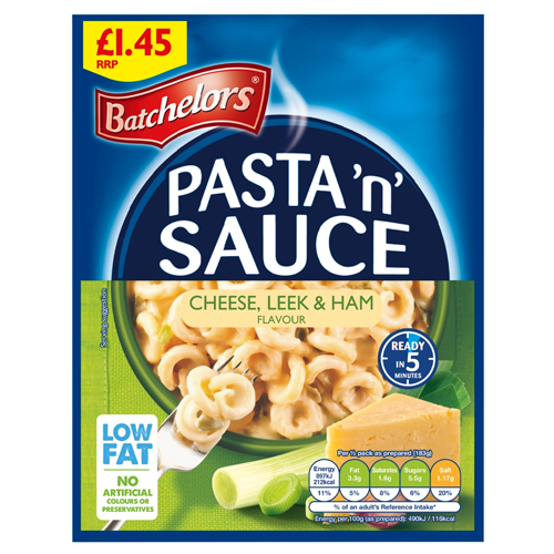 BATCHELORS PASTA 'N' SAUCE CHEESE, LEEK & HAM PMP £1.45 99G